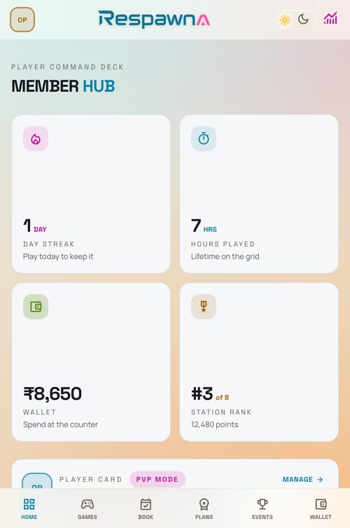 The member portal's Home screen on a phone.