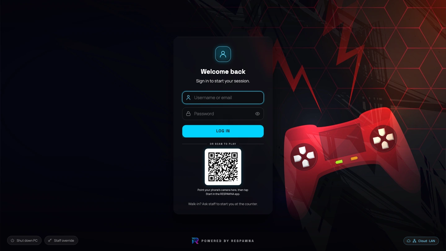 The sign-in card on the locked screen, with a QR code